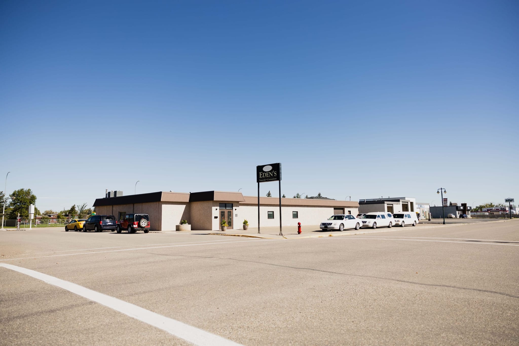 The exterior of a funeral home